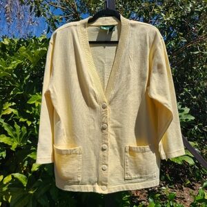 Hunt Club Yellow Cotton Cartigan and Bermuda Short Set Size Petite Large